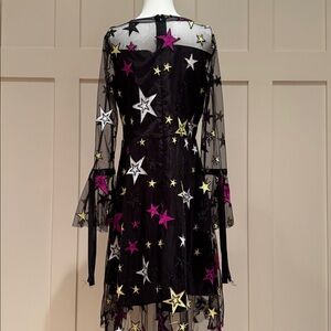 EZPOPSY STAR ⭐️ EMBELLISHED MIDI DRESS BLACK NETTING WITH ATTACHED SLIP SIZE 2XL